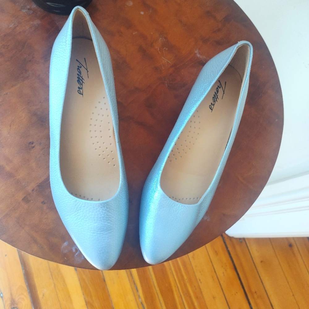 Trotters Kari pointy toe pump in pearlized gray